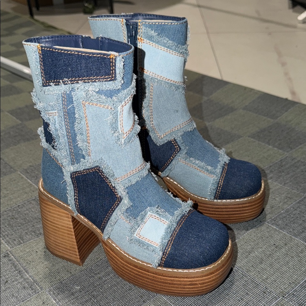 dELiA*s Blue Patchwork Heeled Boots